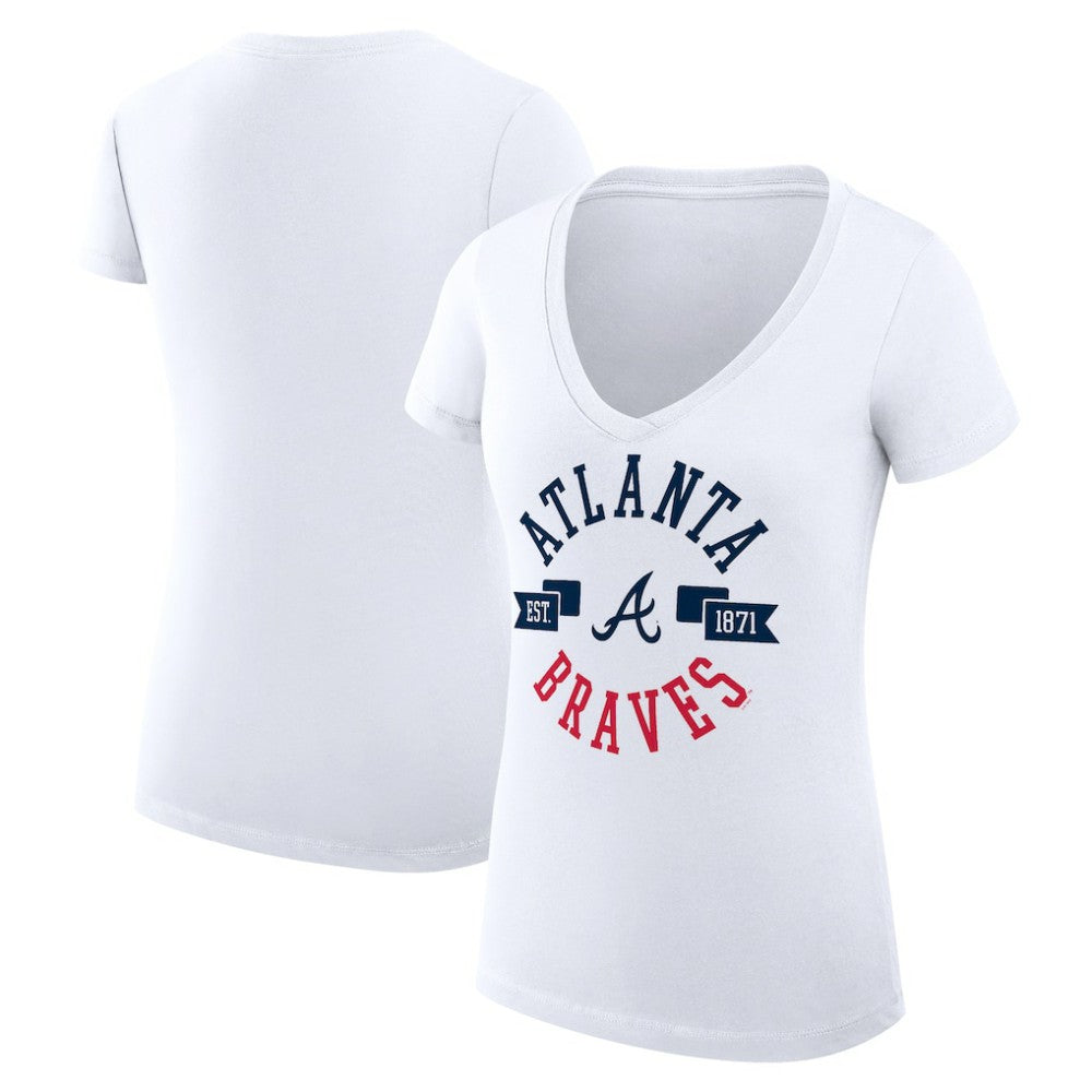 Atlanta Braves G-III 4Her by Carl Banks Women's Super-Slim Fit Lightweight City Graphic V-Neck T-Shirt - MLB T-shirts