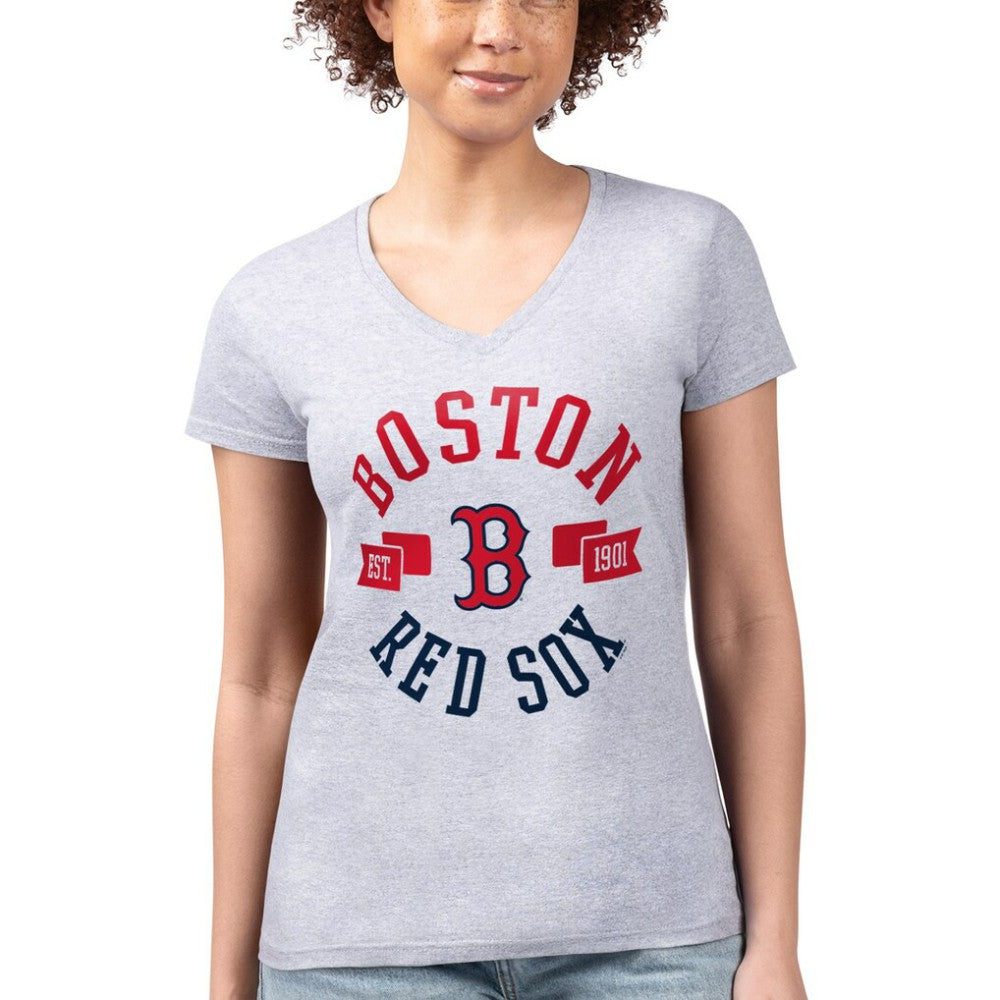 Boston Red Sox G-III 4Her by Carl Banks Women's Super-Slim Fit Lightweight City Graphic V-Neck T-Shirt - MLB T-shirts