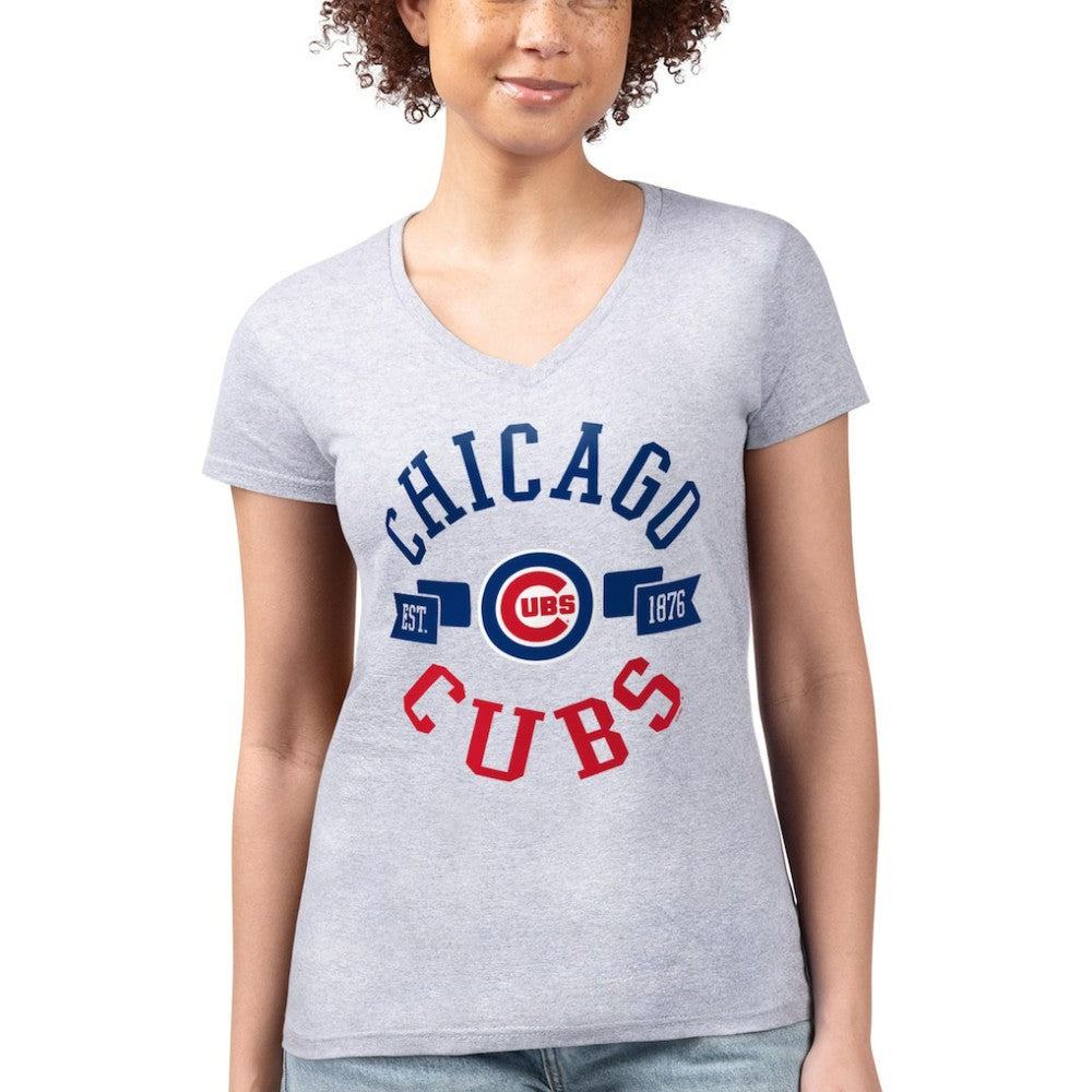 Chicago Cubs G-III 4Her by Carl Banks Women's Super-Slim Fit Lightweight City Graphic V-Neck T-Shirt - MLB T-shirts