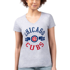 Chicago Cubs G-III 4Her by Carl Banks Women's Super-Slim Fit Lightweight City Graphic V-Neck T-Shirt - MLB T-shirts