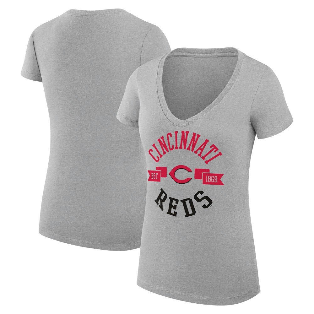 Cincinnati Reds G-III 4Her by Carl Banks Women's Super-Slim Fit Lightweight City Graphic V-Neck T-Shirt - MLB T-shirts