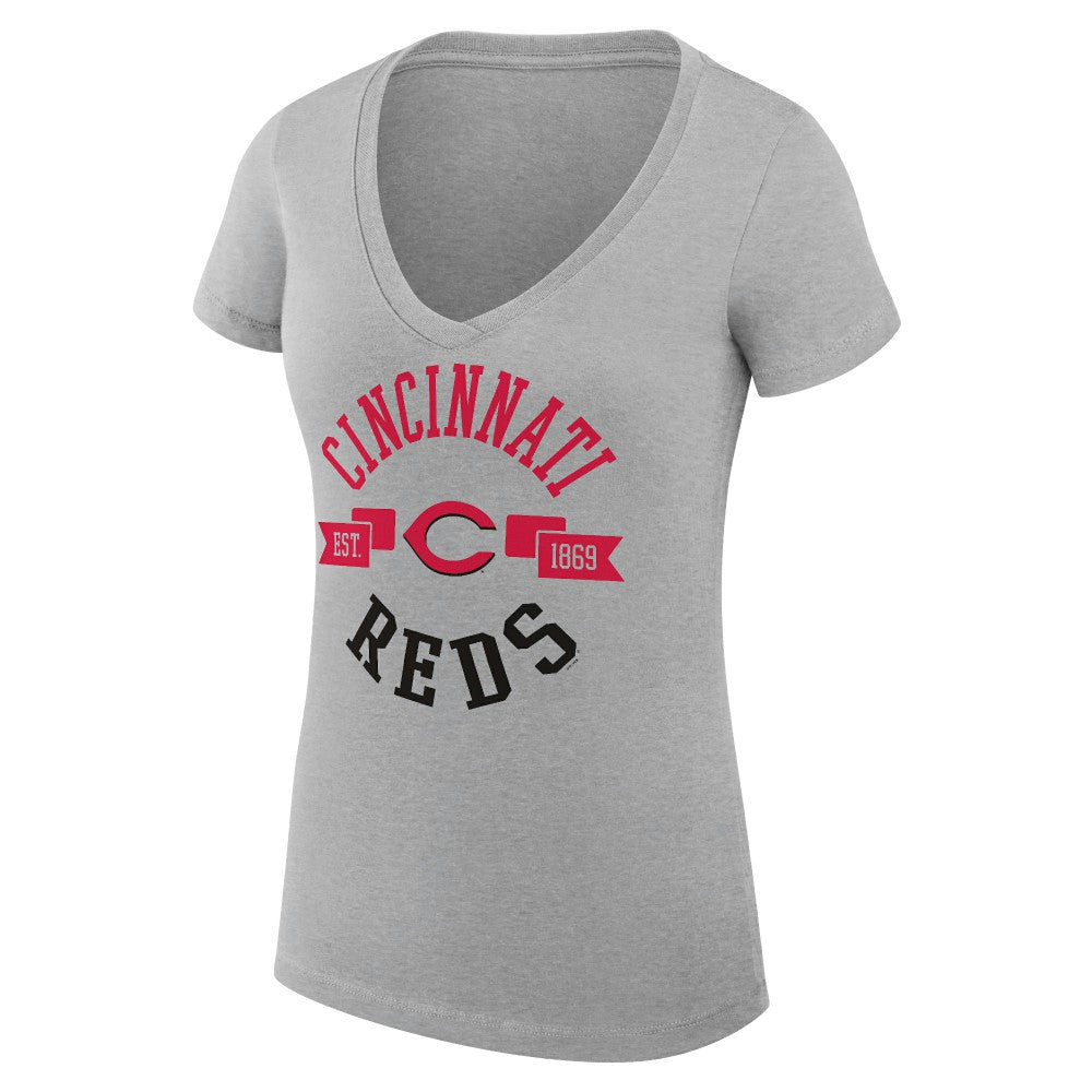 Cincinnati Reds G-III 4Her by Carl Banks Women's Super-Slim Fit Lightweight City Graphic V-Neck T-Shirt - MLB T-shirts
