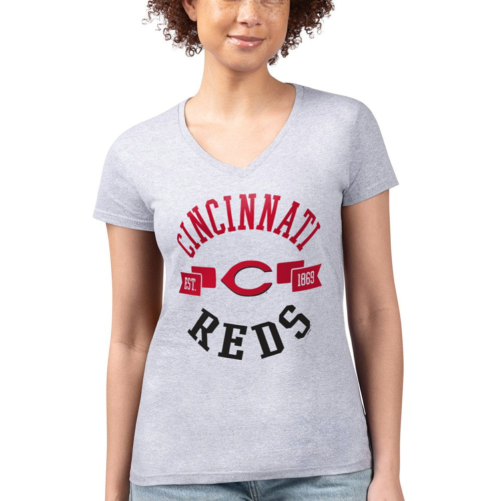 Cincinnati Reds G-III 4Her by Carl Banks Women's Super-Slim Fit Lightweight City Graphic V-Neck T-Shirt - MLB T-shirts