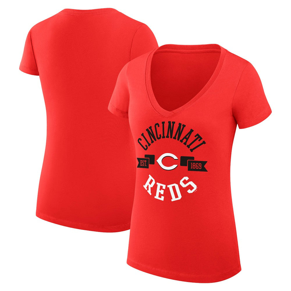 Cincinnati Reds G-III 4Her by Carl Banks Women's Super-Slim Fit Lightweight City Graphic V-Neck T-Shirt - MLB T-shirts