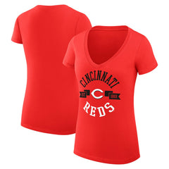 Cincinnati Reds G-III 4Her by Carl Banks Women's Super-Slim Fit Lightweight City Graphic V-Neck T-Shirt - MLB T-shirts