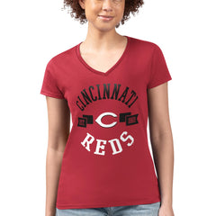 Cincinnati Reds G-III 4Her by Carl Banks Women's Super-Slim Fit Lightweight City Graphic V-Neck T-Shirt - MLB T-shirts