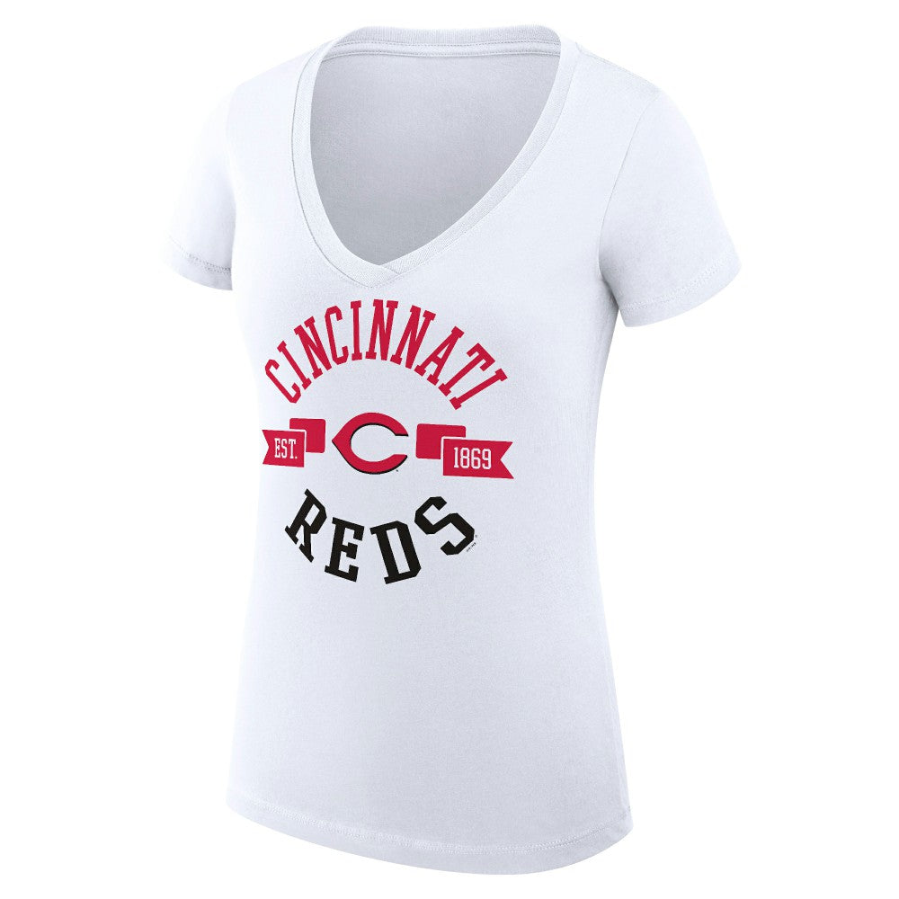 Cincinnati Reds G-III 4Her by Carl Banks Women's Super-Slim Fit Lightweight City Graphic V-Neck T-Shirt - MLB T-shirts
