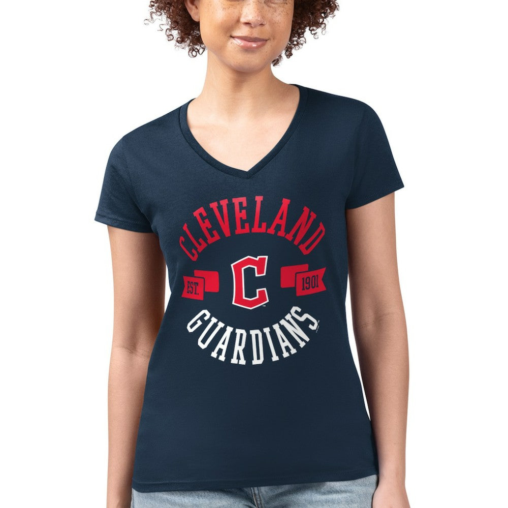 Cleveland Guardians G-III 4Her by Carl Banks Women's Super-Slim Fit Lightweight City Graphic V-Neck T-Shirt - MLB T-shirts