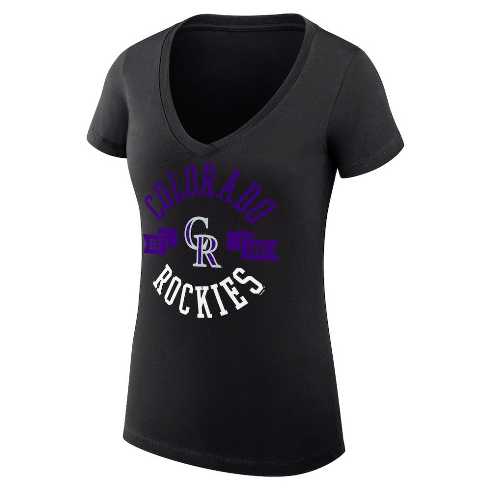 Colorado Rockies G-III 4Her by Carl Banks Women's Super-Slim Fit Lightweight City Graphic V-Neck T-Shirt - MLB T-shirts