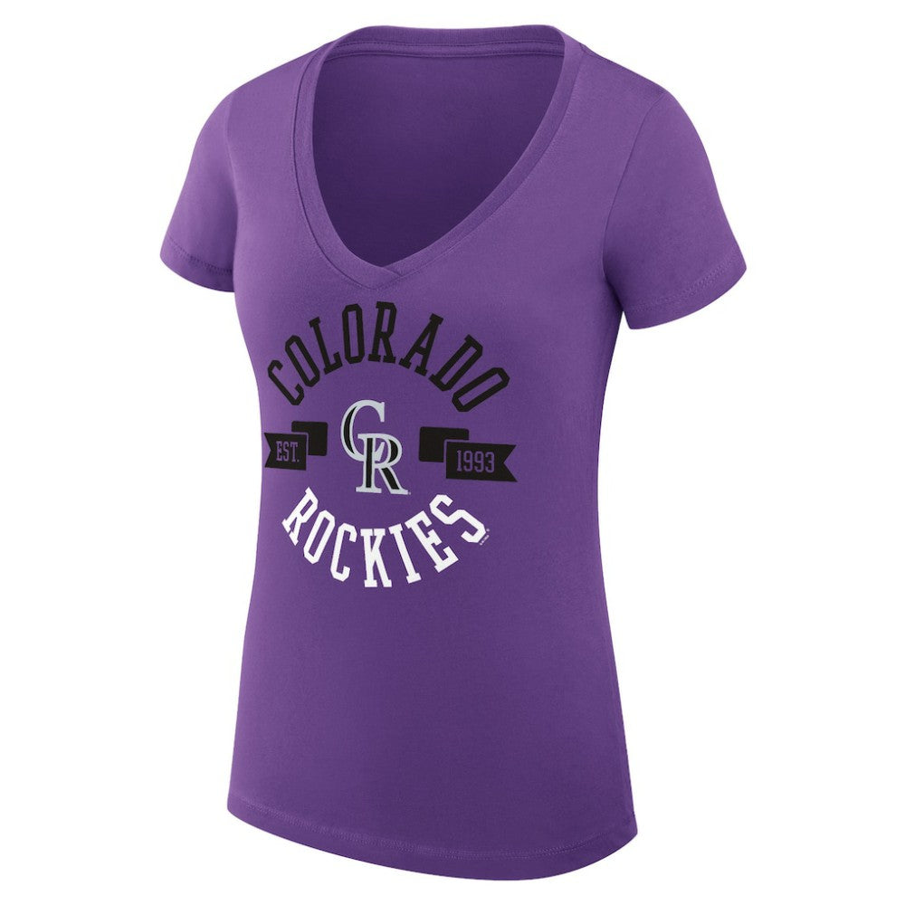Colorado Rockies G-III 4Her by Carl Banks Women's Super-Slim Fit Lightweight City Graphic V-Neck T-Shirt - MLB T-shirts