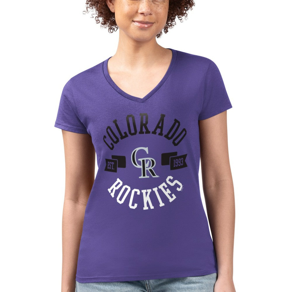 Colorado Rockies G-III 4Her by Carl Banks Women's Super-Slim Fit Lightweight City Graphic V-Neck T-Shirt - MLB T-shirts
