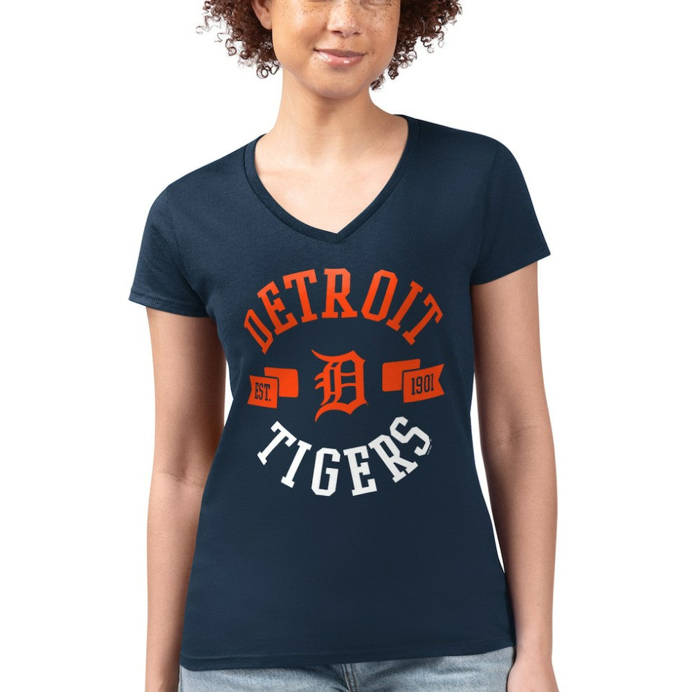 Detroit Tigers G-III 4Her by Carl Banks Women's Super-Slim Fit Lightweight City Graphic V-Neck T-Shirt - MLB T-shirts