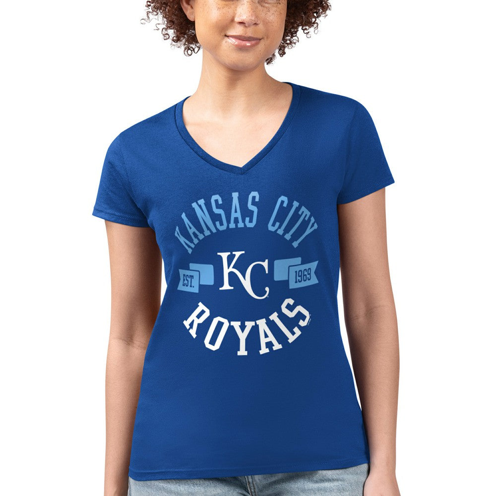 Kansas City Royals G-III 4Her by Carl Banks Women's Super-Slim Fit Lightweight City Graphic V-Neck T-Shirt - MLB T-shirts