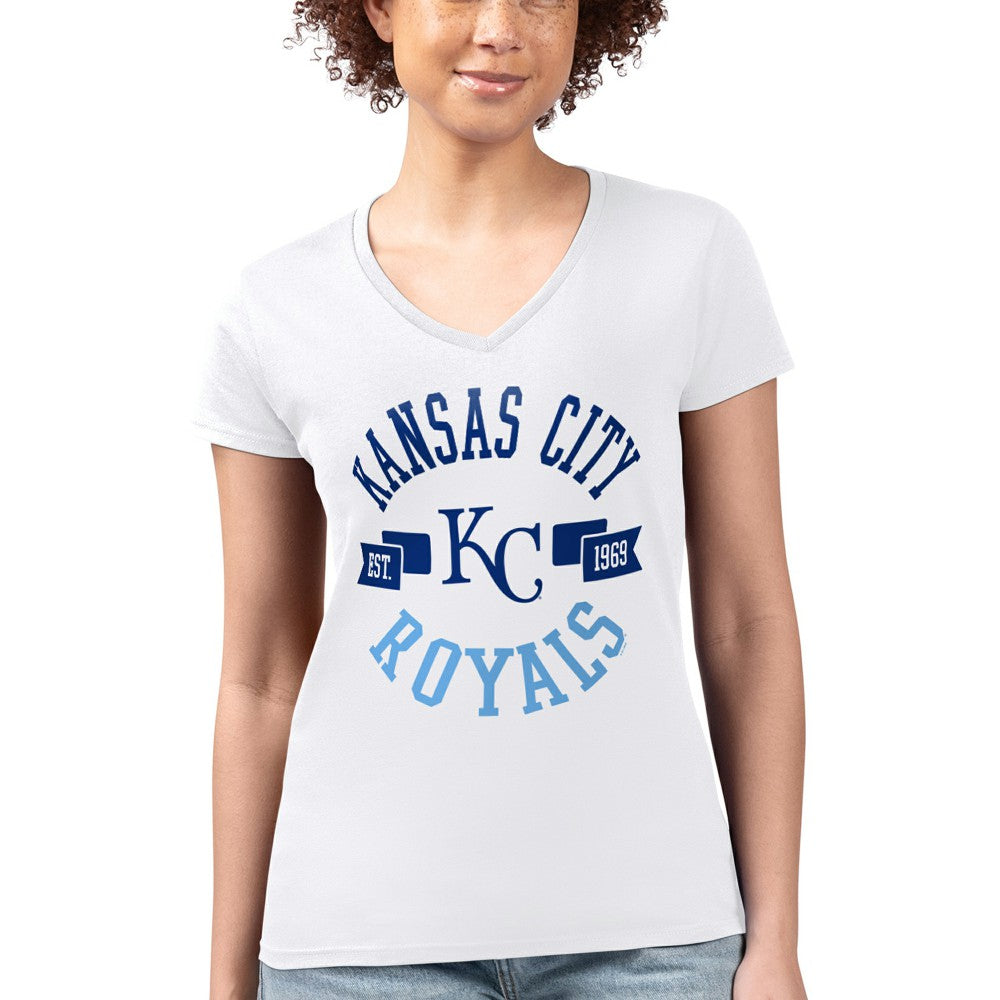 Kansas City Royals G-III 4Her by Carl Banks Women's Super-Slim Fit Lightweight City Graphic V-Neck T-Shirt - MLB T-shirts