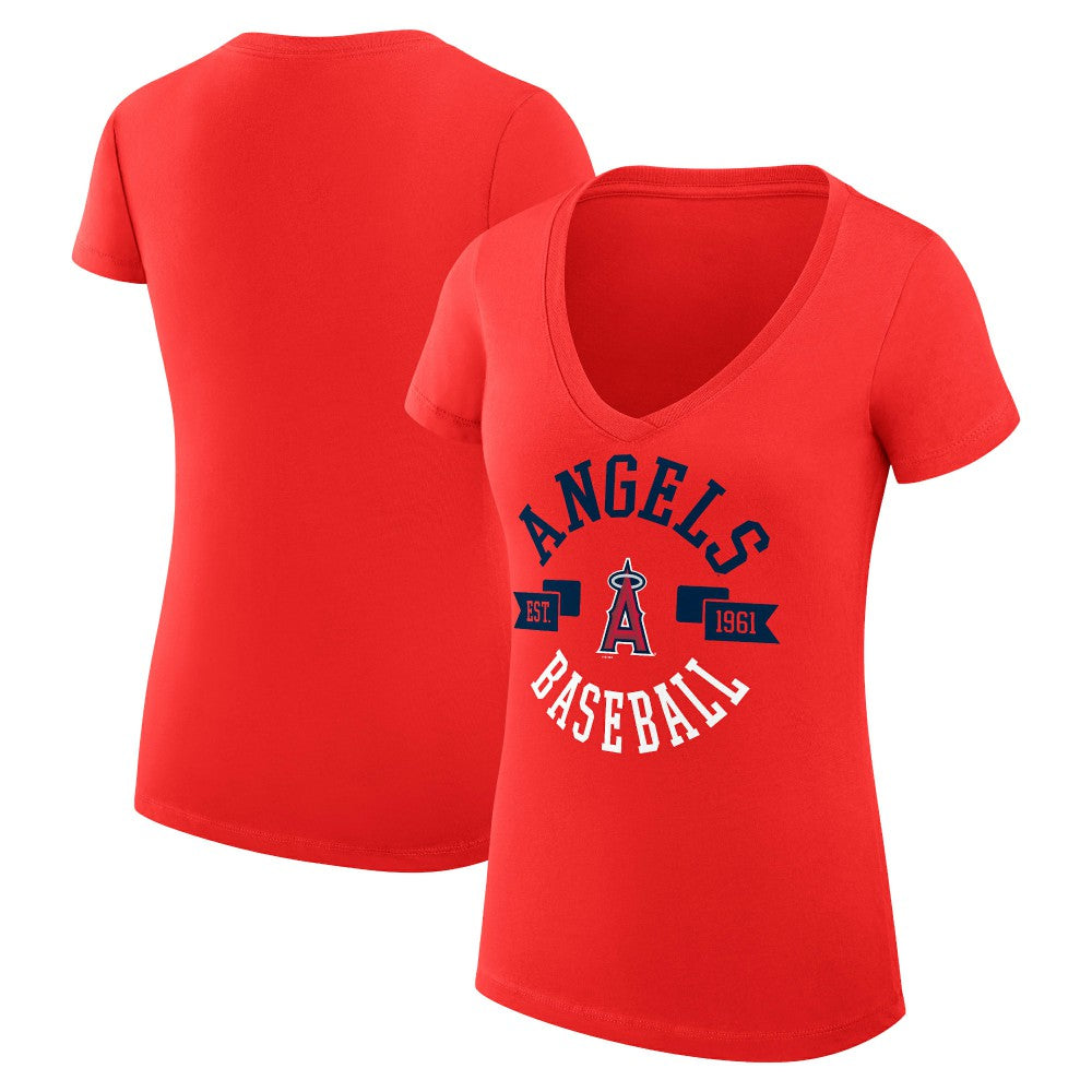 Los Angeles Angels G-III 4Her by Carl Banks Women's Super-Slim Fit Lightweight City Graphic V-Neck T-Shirt - MLB T-shirts