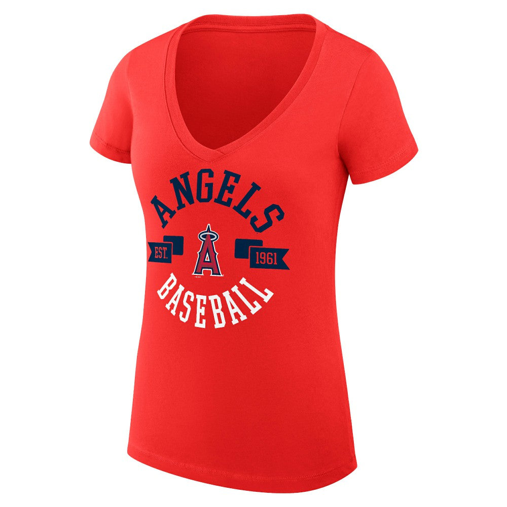 Los Angeles Angels G-III 4Her by Carl Banks Women's Super-Slim Fit Lightweight City Graphic V-Neck T-Shirt - MLB T-shirts