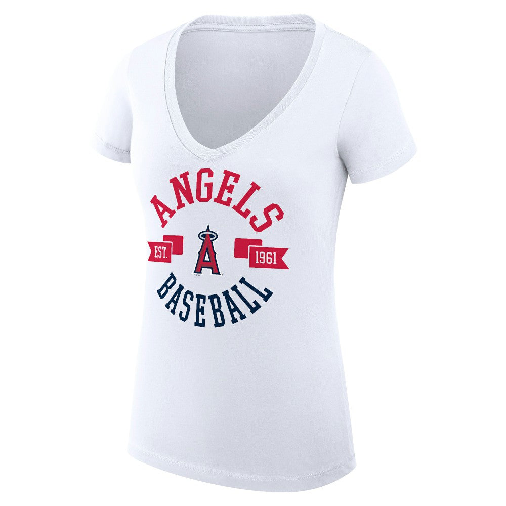 Los Angeles Angels G-III 4Her by Carl Banks Women's Super-Slim Fit Lightweight City Graphic V-Neck T-Shirt - MLB T-shirts