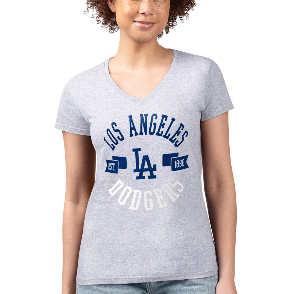 Los Angeles Dodgers G-III 4Her by Carl Banks Women's Super-Slim Fit Lightweight City Graphic V-Neck T-Shirt - MLB T-shirts