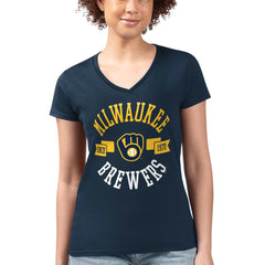 Milwaukee Brewers G-III 4Her by Carl Banks Women's Super-Slim Fit Lightweight City Graphic V-Neck T-Shirt - MLB T-shirts
