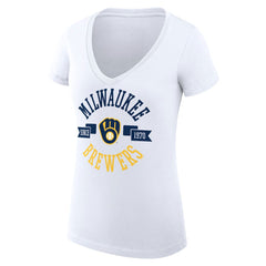 Milwaukee Brewers G-III 4Her by Carl Banks Women's Super-Slim Fit Lightweight City Graphic V-Neck T-Shirt - MLB T-shirts