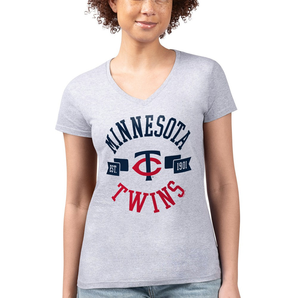 Minnesota Twins G-III 4Her by Carl Banks Women's Super-Slim Fit Lightweight City Graphic V-Neck T-Shirt - MLB T-shirts