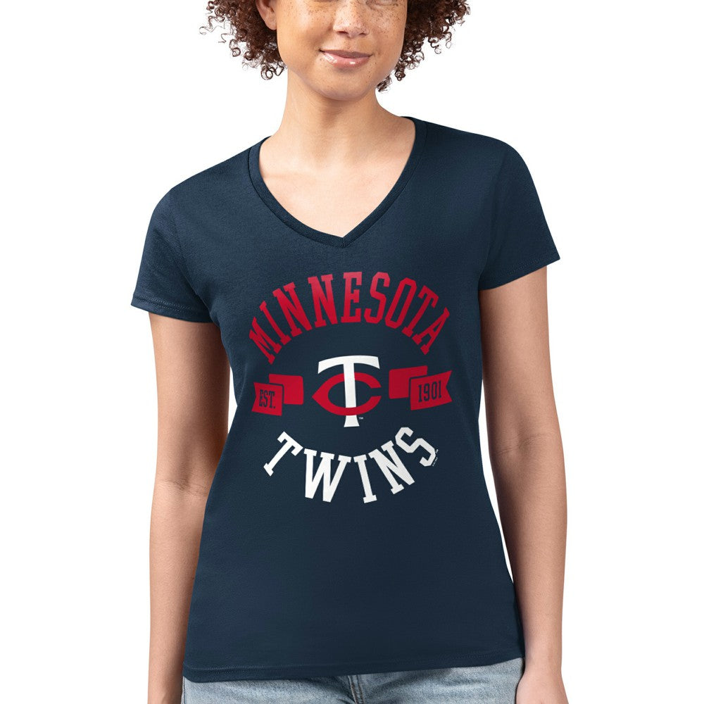 Minnesota Twins G-III 4Her by Carl Banks Women's Super-Slim Fit Lightweight City Graphic V-Neck T-Shirt - MLB T-shirts