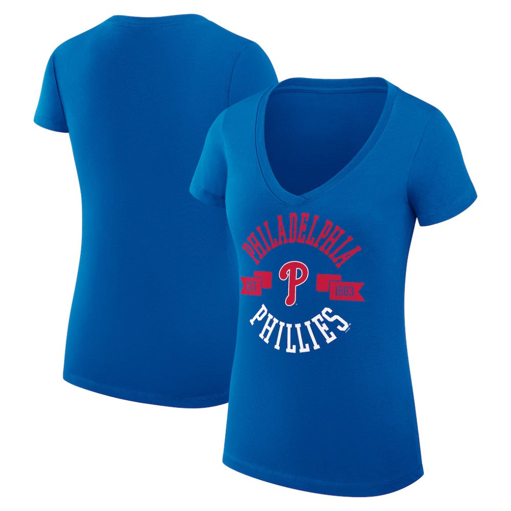 Philadelphia Phillies G-III 4Her by Carl Banks Women's Super-Slim Fit Lightweight City Graphic V-Neck T-Shirt - MLB T-shirts