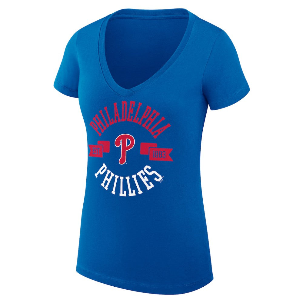 Philadelphia Phillies G-III 4Her by Carl Banks Women's Super-Slim Fit Lightweight City Graphic V-Neck T-Shirt - MLB T-shirts