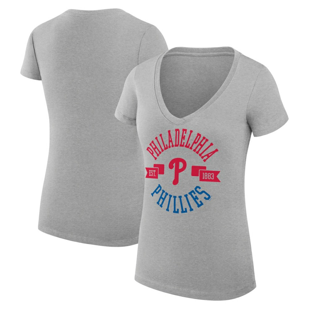 Philadelphia Phillies G-III 4Her by Carl Banks Women's Super-Slim Fit Lightweight City Graphic V-Neck T-Shirt - MLB T-shirts
