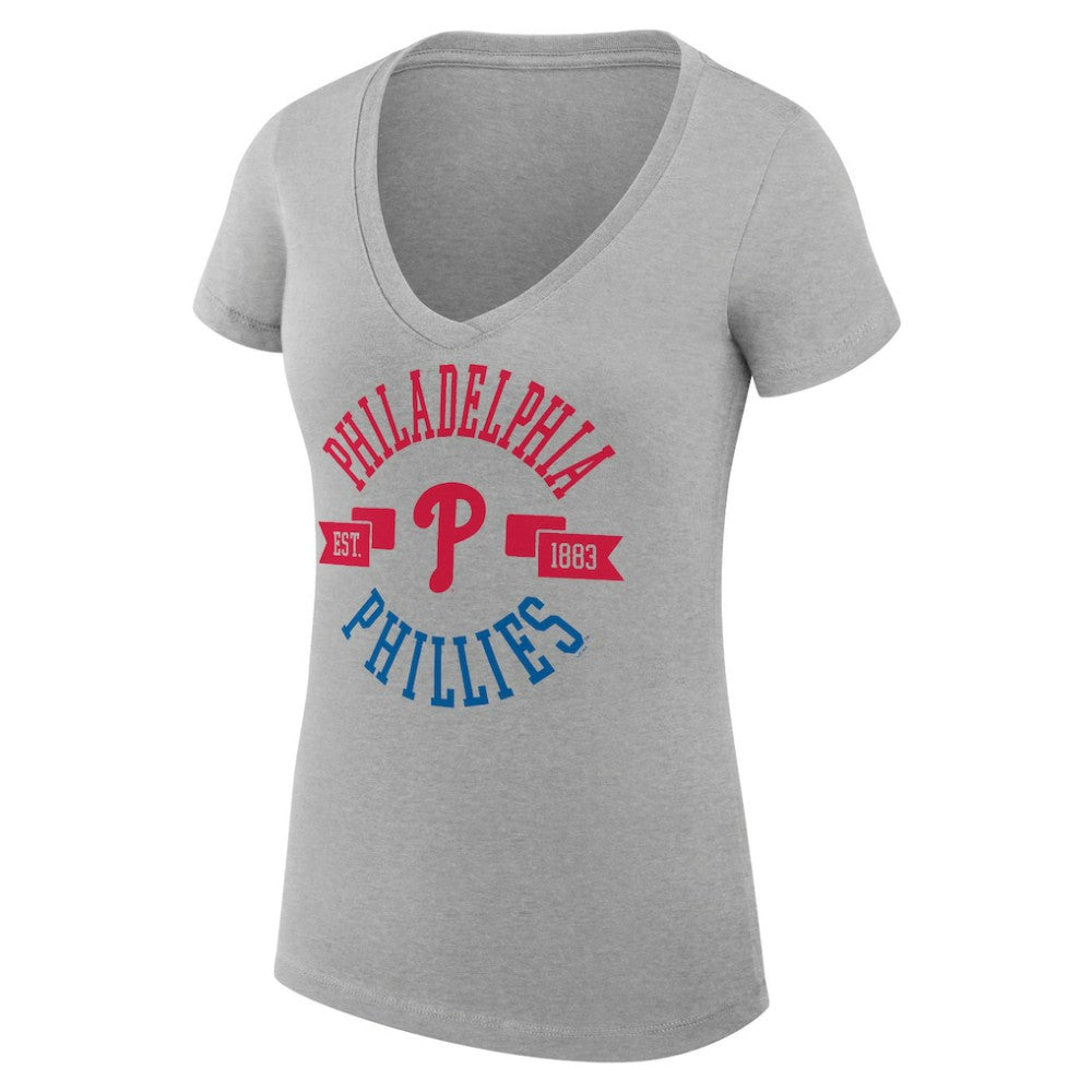 Philadelphia Phillies G-III 4Her by Carl Banks Women's Super-Slim Fit Lightweight City Graphic V-Neck T-Shirt - MLB T-shirts