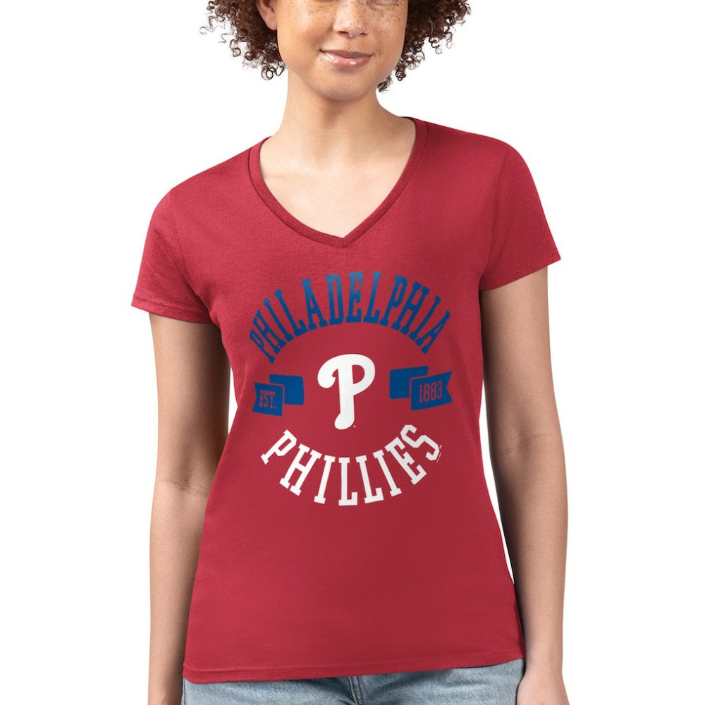 Philadelphia Phillies G-III 4Her by Carl Banks Women's Super-Slim Fit Lightweight City Graphic V-Neck T-Shirt - MLB T-shirts