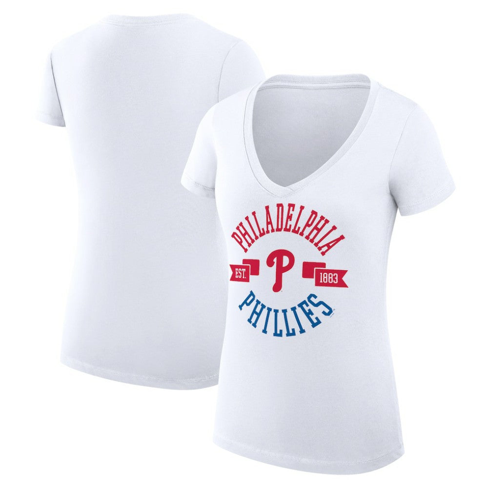 Philadelphia Phillies G-III 4Her by Carl Banks Women's Super-Slim Fit Lightweight City Graphic V-Neck T-Shirt - MLB T-shirts