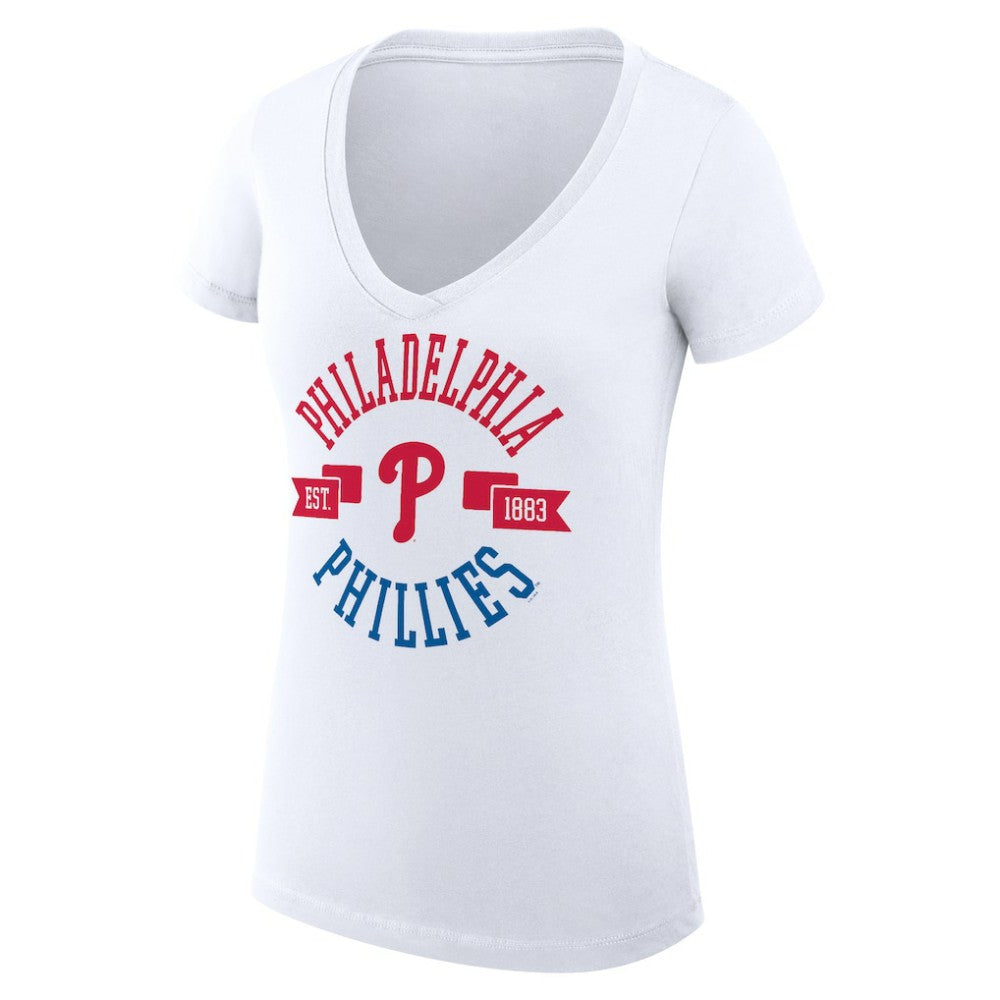 Philadelphia Phillies G-III 4Her by Carl Banks Women's Super-Slim Fit Lightweight City Graphic V-Neck T-Shirt - MLB T-shirts