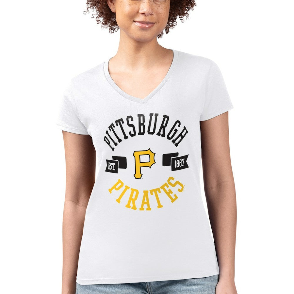 Pittsburgh Pirates G-III 4Her by Carl Banks Women's Super-Slim Fit Lightweight City Graphic V-Neck T-Shirt - MLB T-shirts
