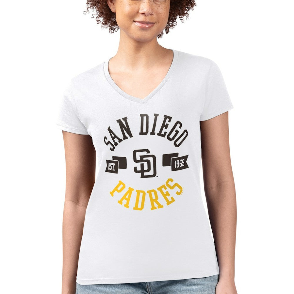 San Diego Padres G-III 4Her by Carl Banks Women's Super-Slim Fit Lightweight City Graphic V-Neck T-Shirt - MLB T-shirts