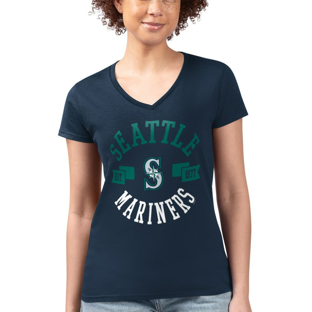 Seattle Mariners G-III 4Her by Carl Banks Women's Super-Slim Fit Lightweight City Graphic V-Neck T-Shirt - MLB T-shirts