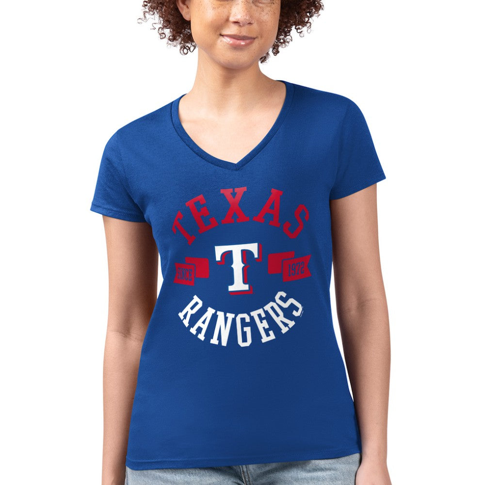 Texas Rangers G-III 4Her by Carl Banks Women's Super-Slim Fit Lightweight City Graphic V-Neck T-Shirt - MLB T-shirts