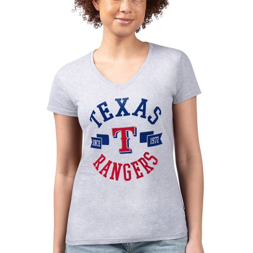 Texas Rangers G-III 4Her by Carl Banks Women's Super-Slim Fit Lightweight City Graphic V-Neck T-Shirt - MLB T-shirts