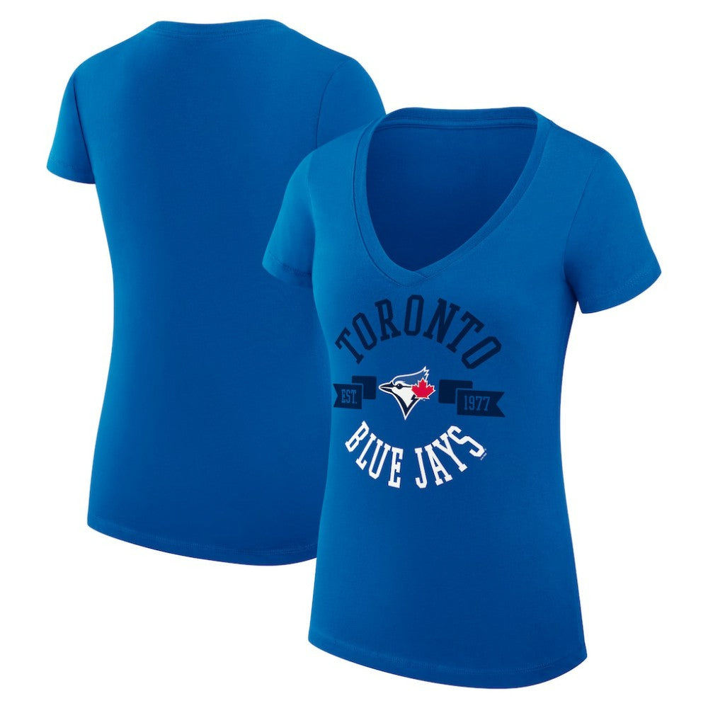 Toronto Blue Jays G-III 4Her by Carl Banks Women's Super-Slim Fit Lightweight City Graphic V-Neck T-Shirt - MLB T-shirts