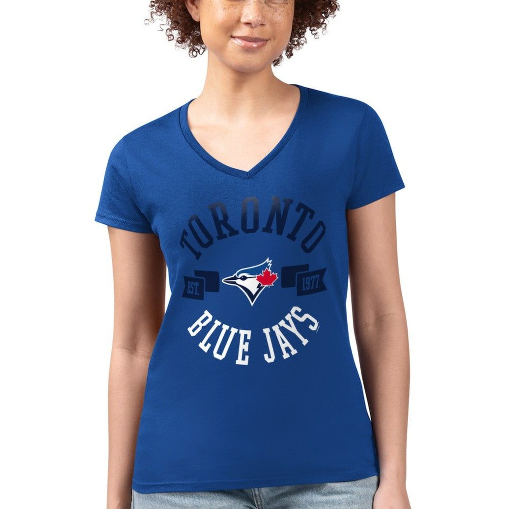 Toronto Blue Jays G-III 4Her by Carl Banks Women's Super-Slim Fit Lightweight City Graphic V-Neck T-Shirt - MLB T-shirts