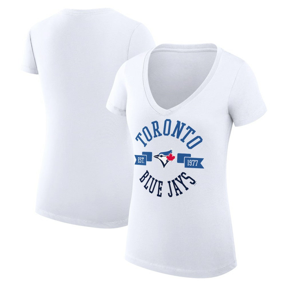 Toronto Blue Jays G-III 4Her by Carl Banks Women's Super-Slim Fit Lightweight City Graphic V-Neck T-Shirt - MLB T-shirts