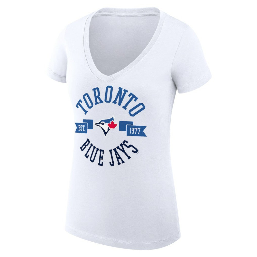 Toronto Blue Jays G-III 4Her by Carl Banks Women's Super-Slim Fit Lightweight City Graphic V-Neck T-Shirt - MLB T-shirts