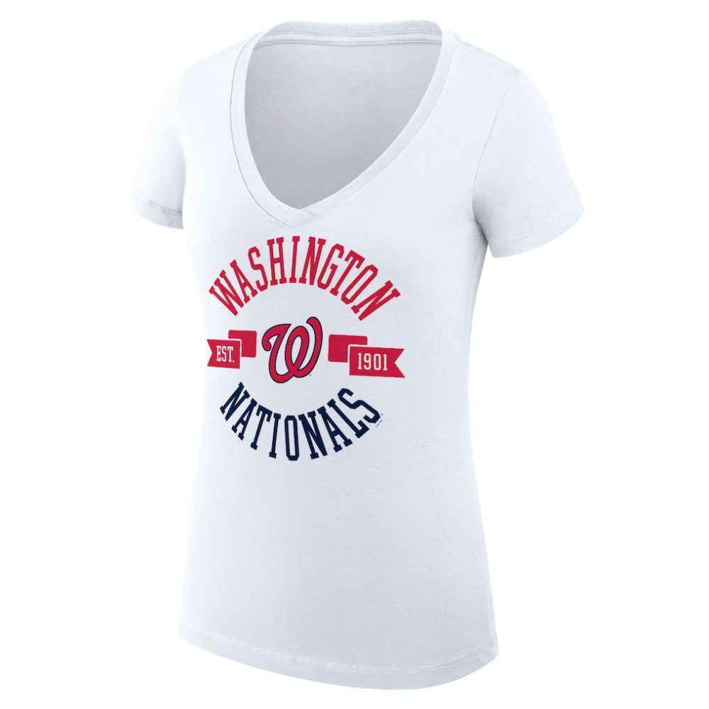 Washington Nationals G-III 4Her by Carl Banks Women's Super-Slim Fit Lightweight City Graphic V-Neck T-Shirt - MLB T-shirts