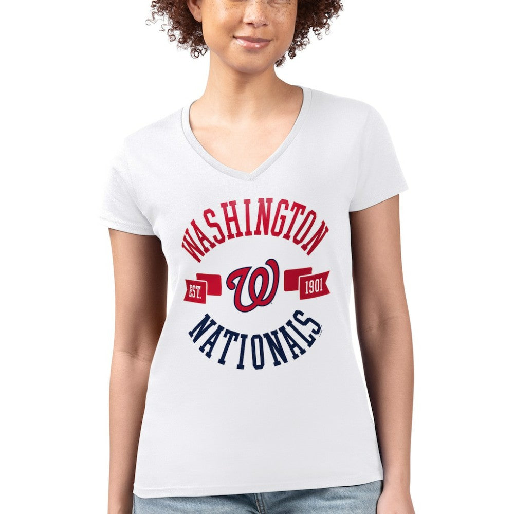 Washington Nationals G-III 4Her by Carl Banks Women's Super-Slim Fit Lightweight City Graphic V-Neck T-Shirt - MLB T-shirts