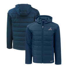 Atlanta Braves Cutter & Buck Stars & Stripes Evoke Hybrid Eco Softshell Recycled Full-Zip Hoodie Jacket - MLB Jackets