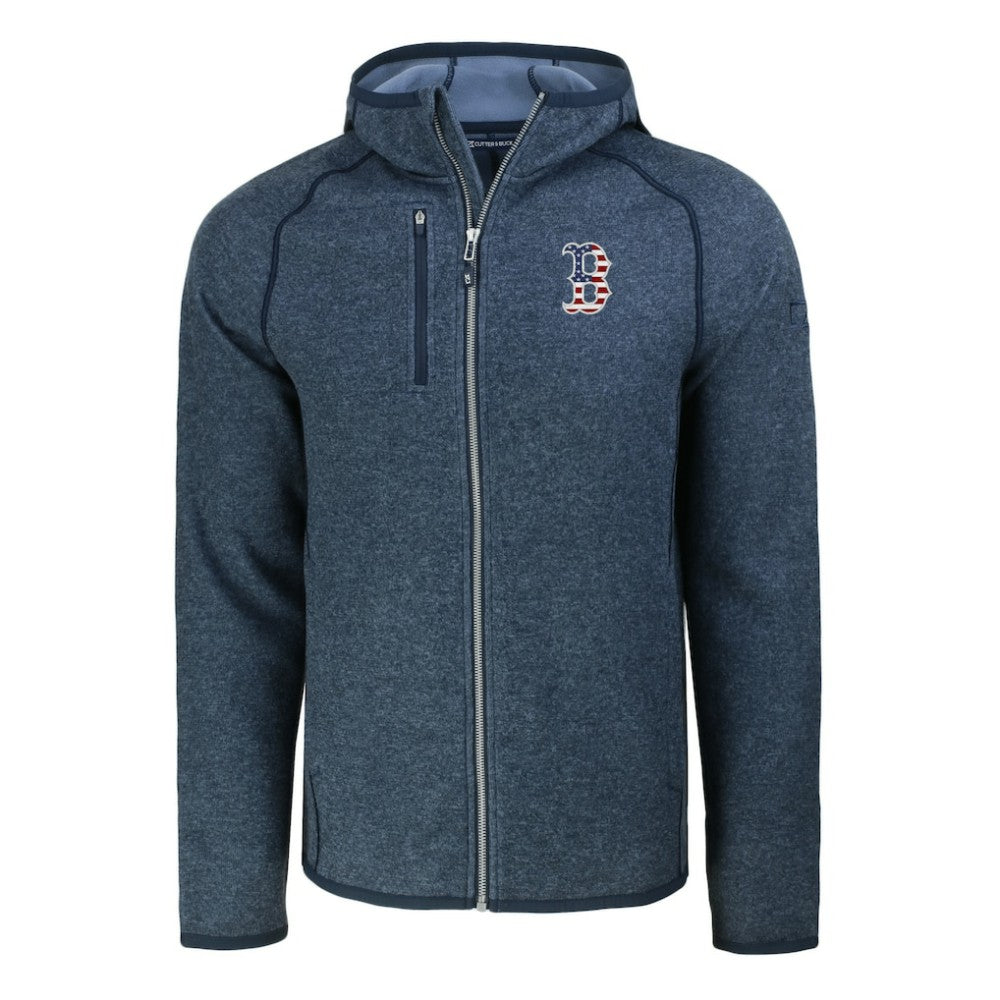 Boston Red Sox Cutter & Buck Stars & Stripes Mainsail Sweater-Knit Full-Zip Hoodie - MLB Hoodies