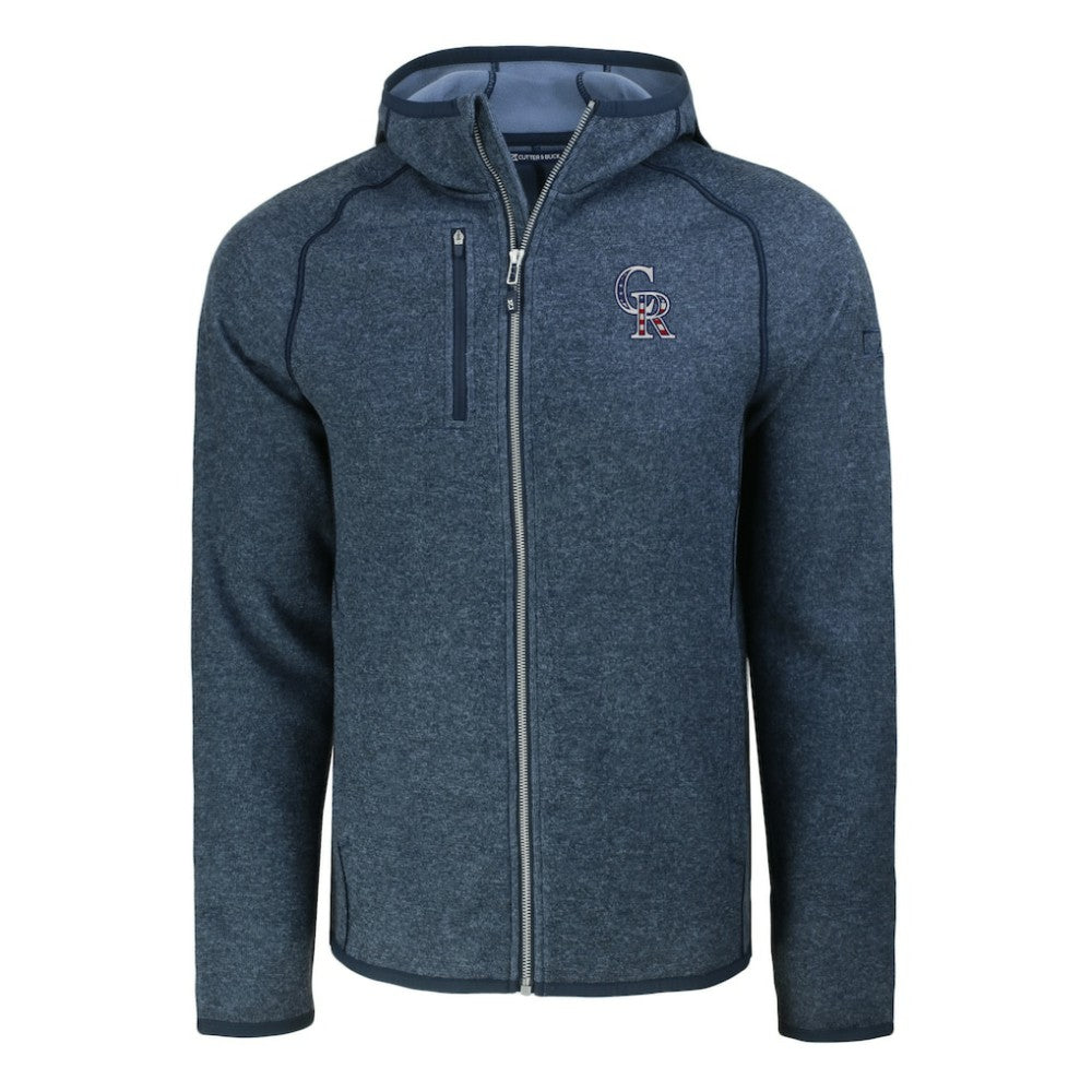 Colorado Rockies Cutter & Buck Stars & Stripes Mainsail Sweater-Knit Full-Zip Hoodie - MLB Hoodies