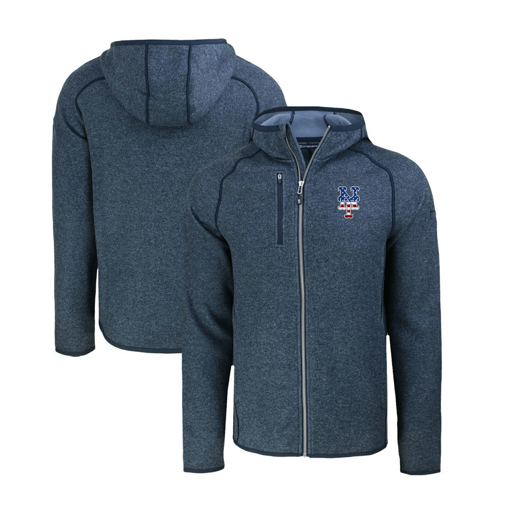 New York Mets Cutter & Buck Stars & Stripes Mainsail Sweater-Knit Full-Zip Hoodie - MLB Hoodies
