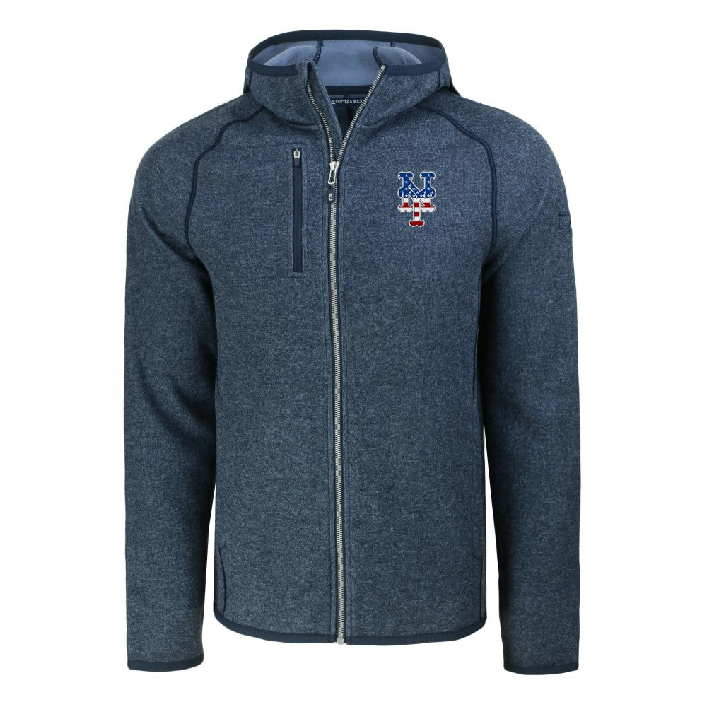 New York Mets Cutter & Buck Stars & Stripes Mainsail Sweater-Knit Full-Zip Hoodie - MLB Hoodies