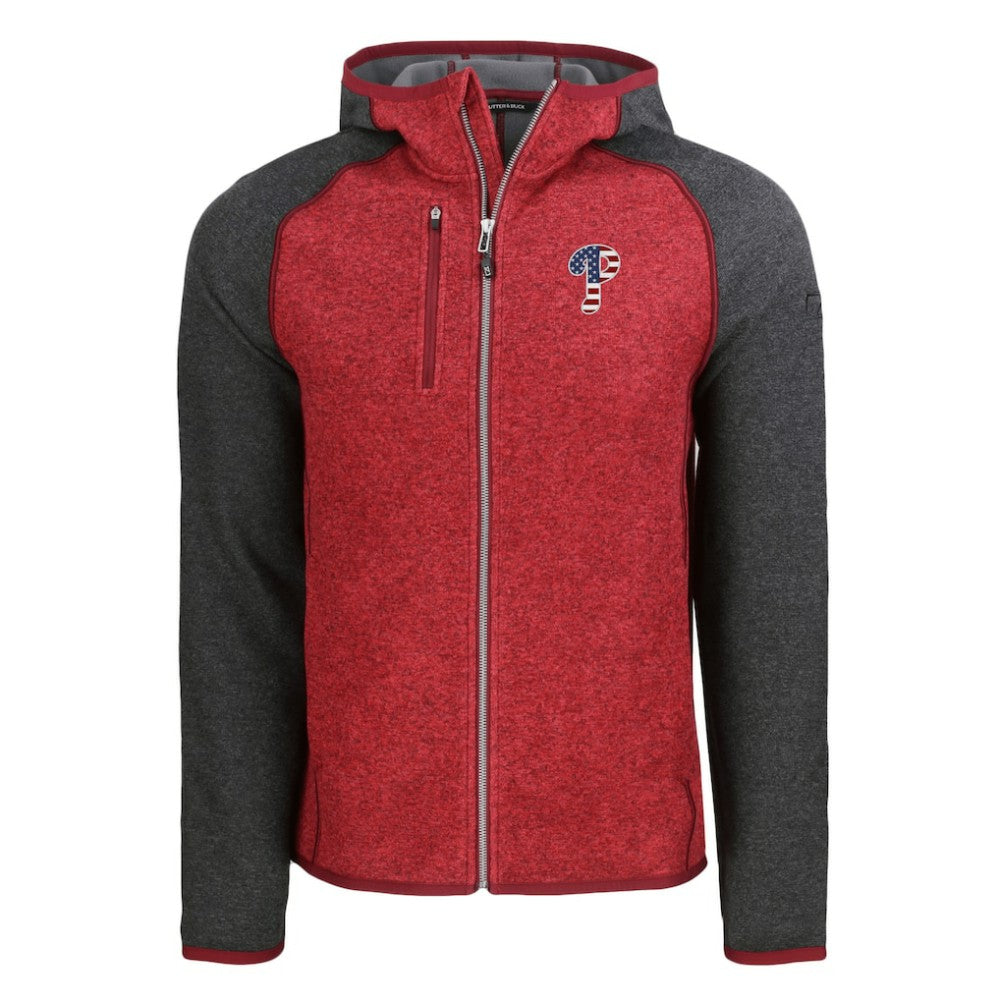 Philadelphia Phillies Cutter & Buck Stars & Stripes Mainsail Sweater-Knit Full-Zip Hoodie - MLB Hoodies